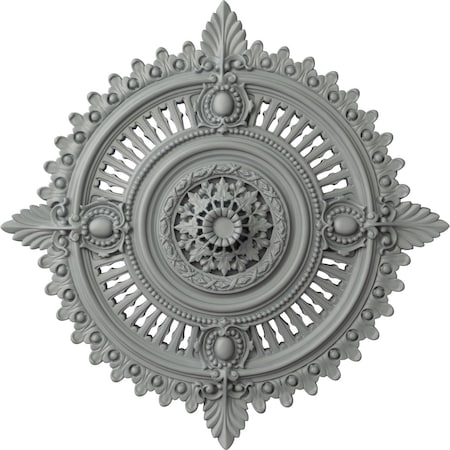 Ekena Millwork Haylynn Ceiling Medallion (Fits Canopies up to 1 1/4"), 29 1/8"OD x 1 1/4"ID x 4"P, Primed White CM29HY
